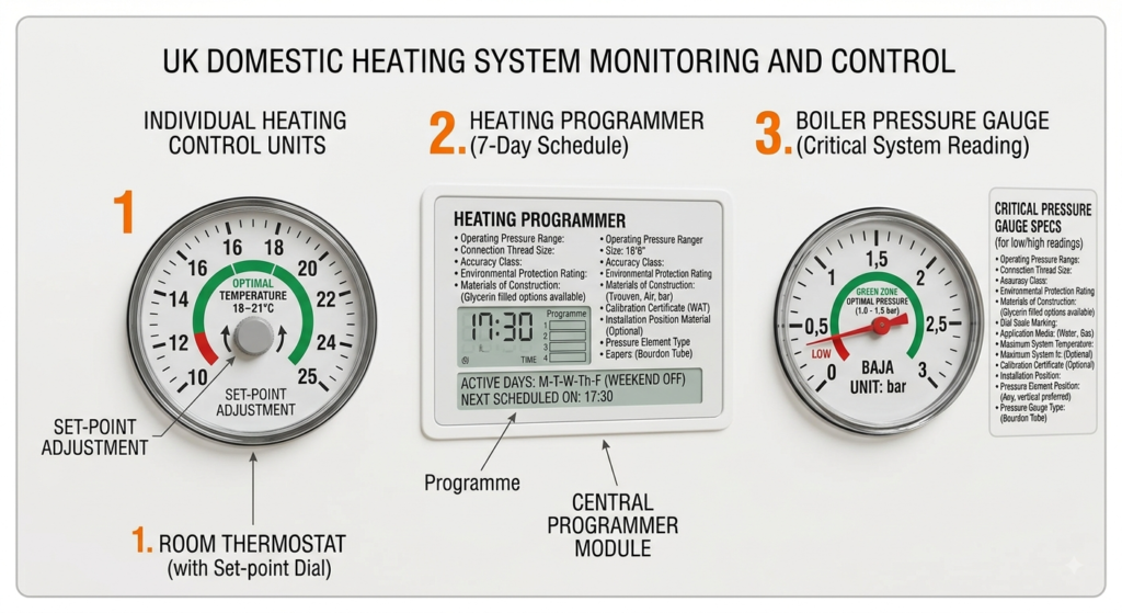 Thermostat, heating programmer and boiler pressure gauge, the three things to check first